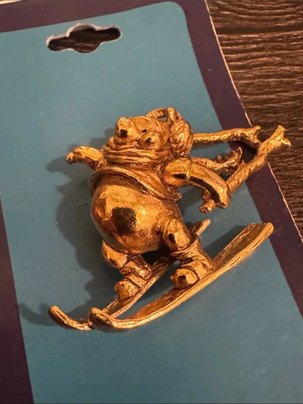 Disney Gold Winnie the Pooh Skiing Pin
